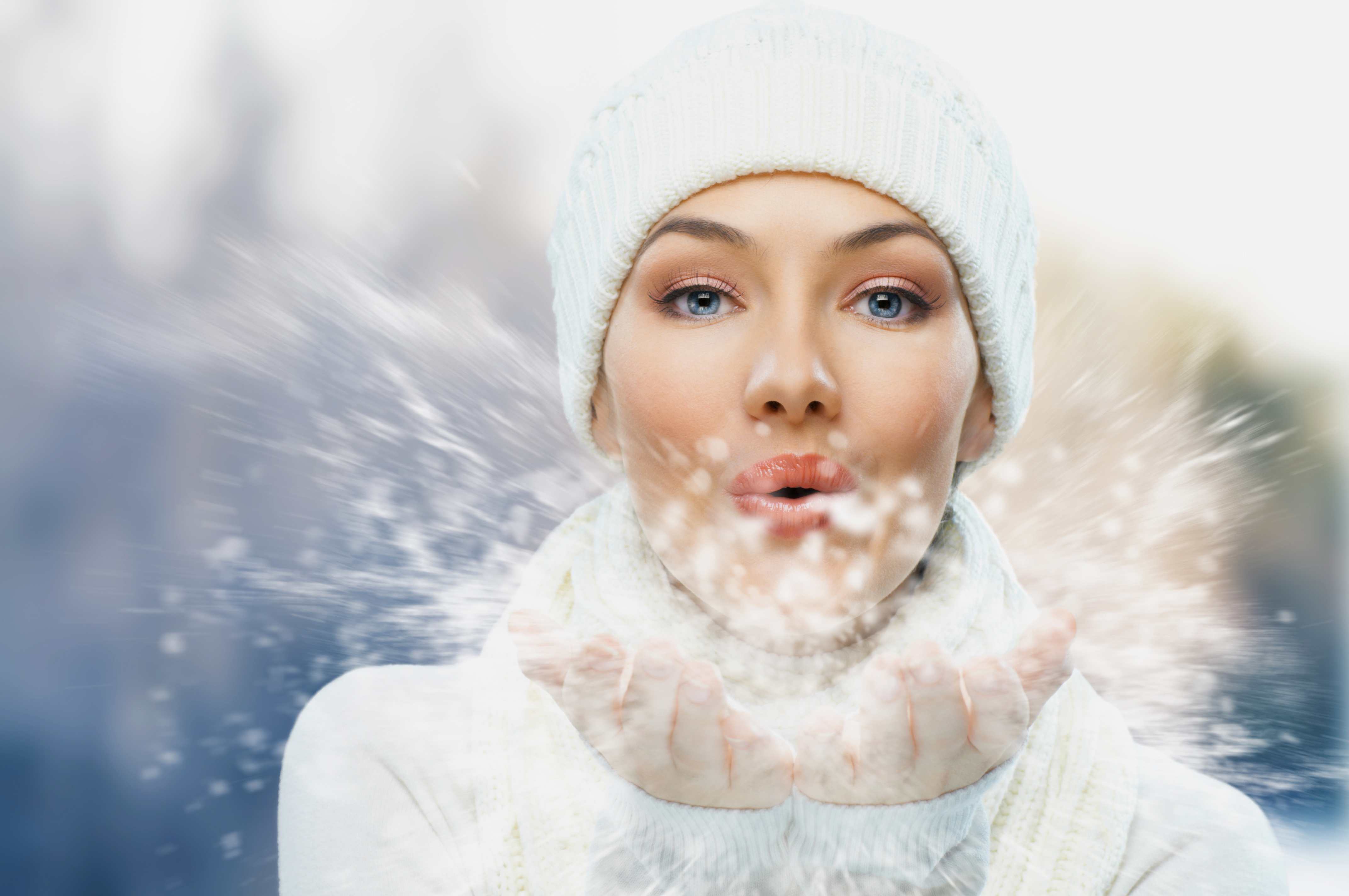 a beauty girl on the winter background